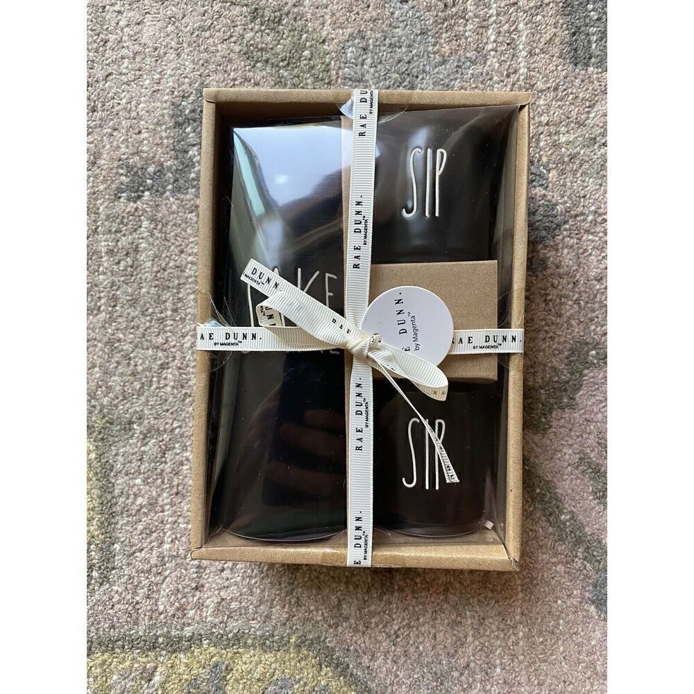 Rae Dunn Black SAKE SIP SIP Set